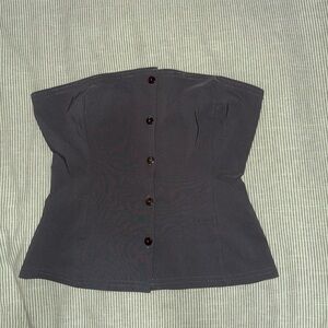 Elegant Black Strapless Button-Up Top